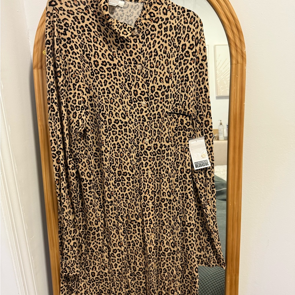 Nordstrom Leopard Print Shirt Dress - Beige & Black